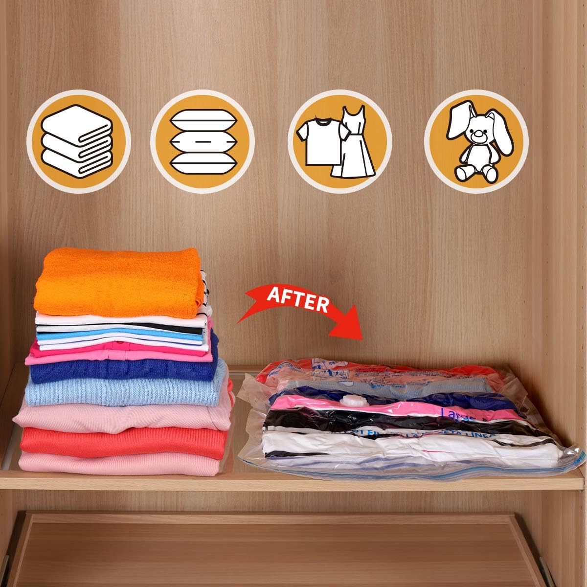 Space Saver Bags - 8 Medium Vacuum Storage Bags for Clothes with Pump Included
