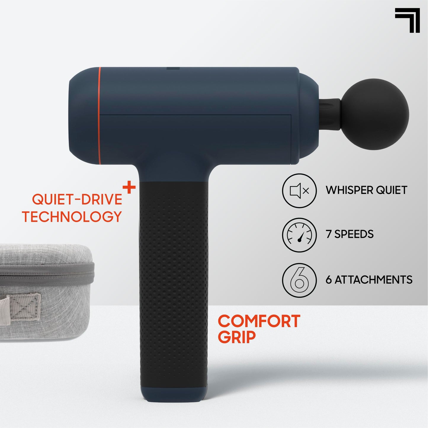 Sharper Image PowerBoost Max Massage Gun | Anti-Stall Deep Tissue Percussion Massager | 7 Speeds | Workout Muscle Recovery | Pain Relief | Back Shoulder Massager | Massage Tool | Gifts for Men Women