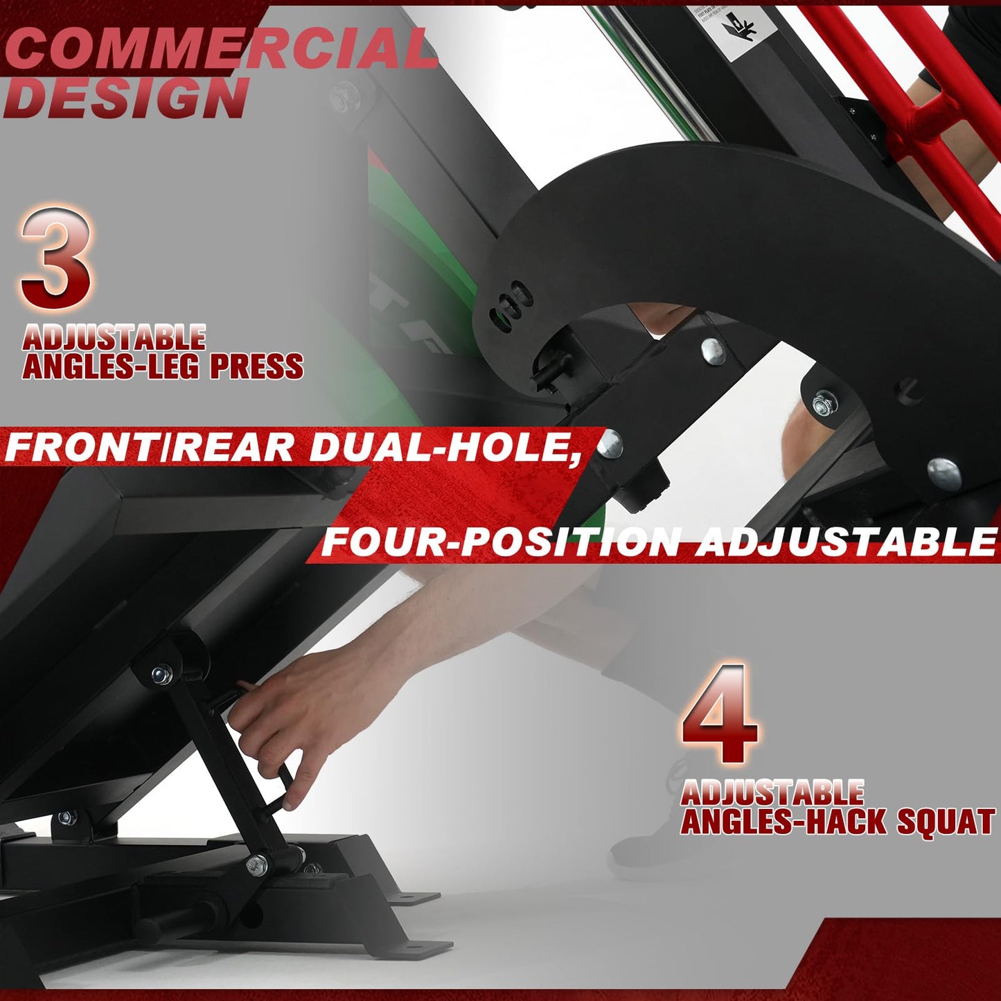 RitFit Gazelle Pro 3 in 1 Leg Press and Hack Squat Machine - High-Tensile Steel Leg Press Machine, 2000lbs Capacity, Adjustable Angles with Weight Storage
