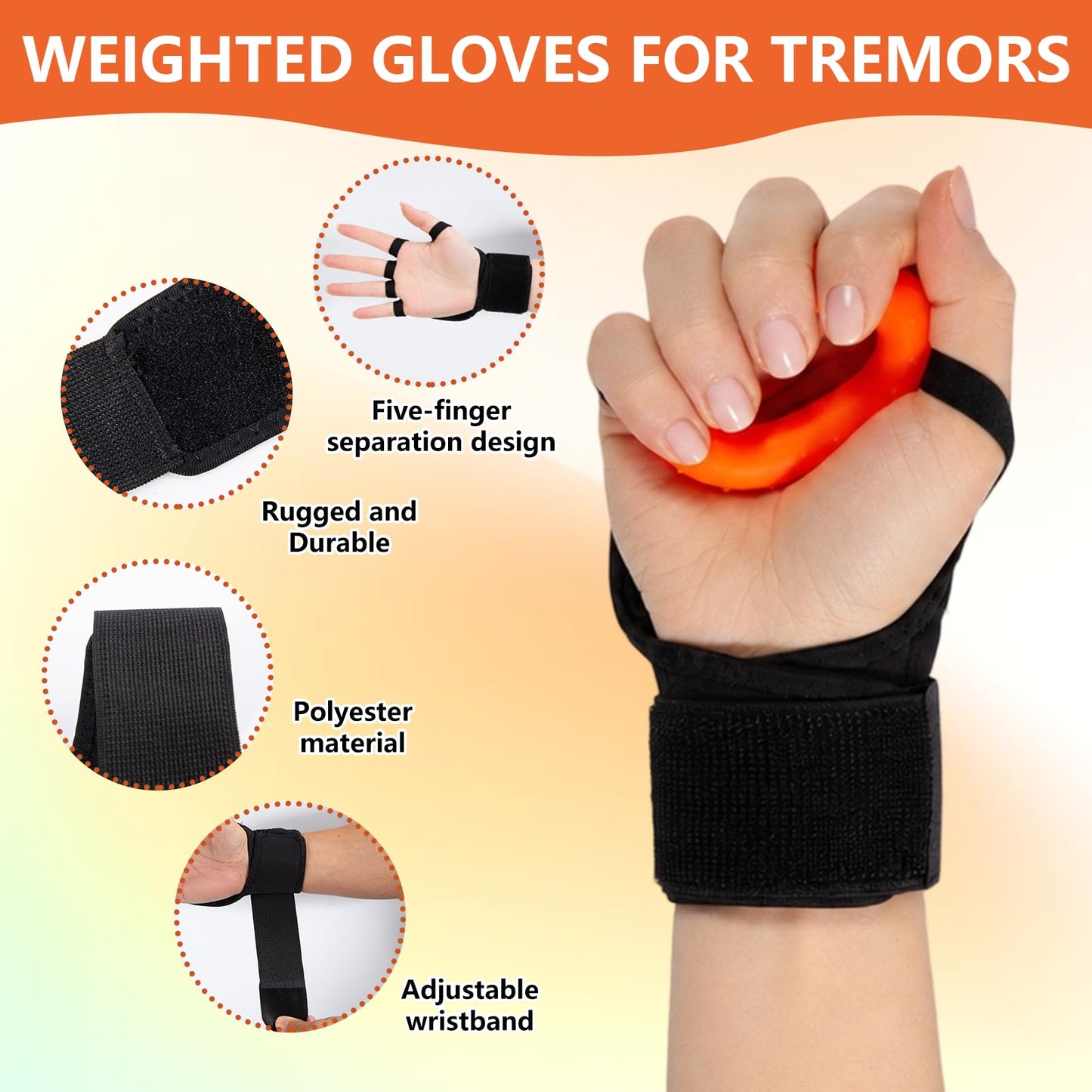 2 PCS Weighted Gloves for Tremors, Parkinsons Aids for Living, Parkinson Gadgets, Hand Grip Strength Trainer, Adjustable Wrist Weights for Hand Tremor, Aid to Improved Hand/Wrist Mobility
