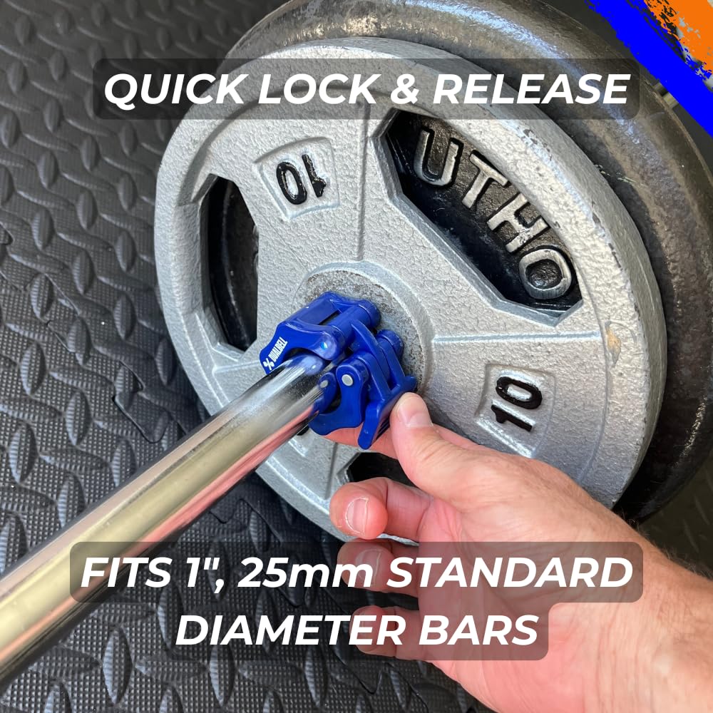Dualbell Weight Collars, Quick Release Barbell Clamps for 1" Standard Diameter Bars, Exercise Collars Fit 1"(25mm) Quick Lock Pair of Collar Clips for Home Gym Weightlifting Fitness Training (Black)