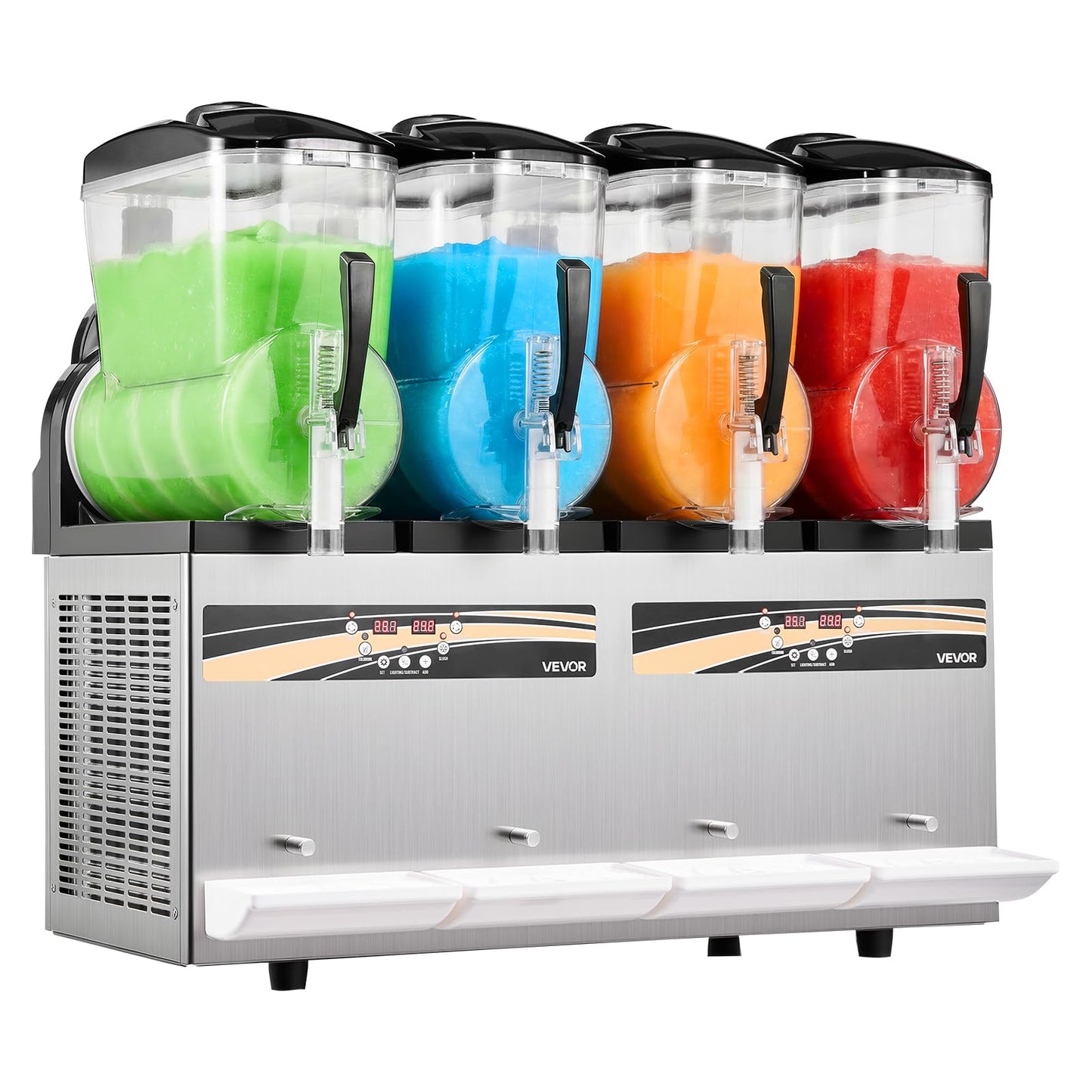 VEVOR Slushie Machine, 12L/3.17Gal x 4 Tank Commercial Slushy Maker, Frozen Drink Maker with Self-Cleaning, Margarita Machine for Restaurants Bars Party for Slushie, Margaritas, Milkshake & More