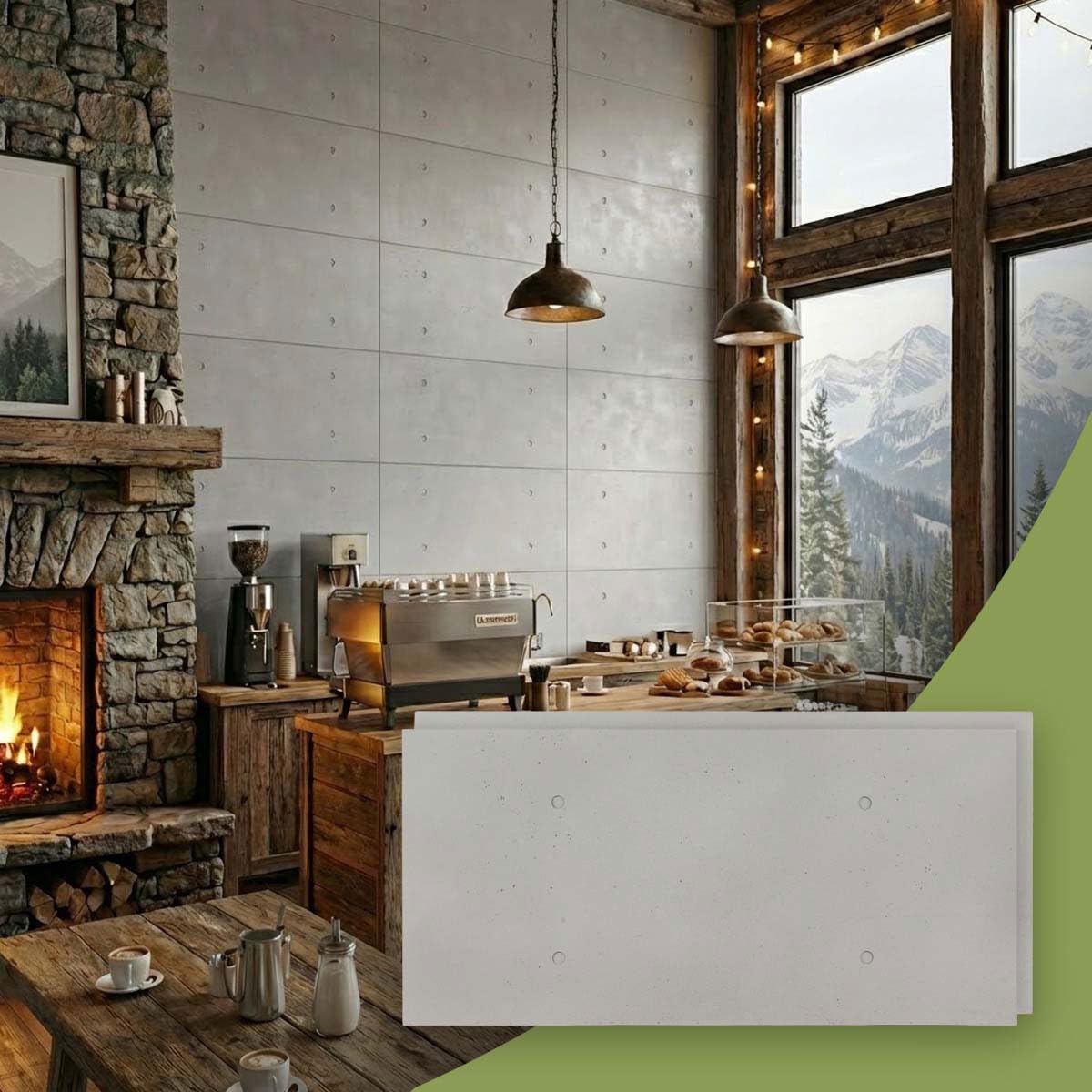 EverStone Modern Smooth Faux Concrete Panel, 48 1/4"W x 24 1/8"H x 7/8"D, Mist Stone