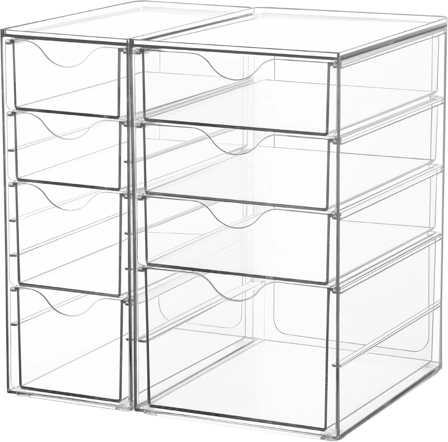 Vtopmart Acrylic Organizer - 8 Drawer Clear Makeup & Office Storage Solution | Dustproof Design