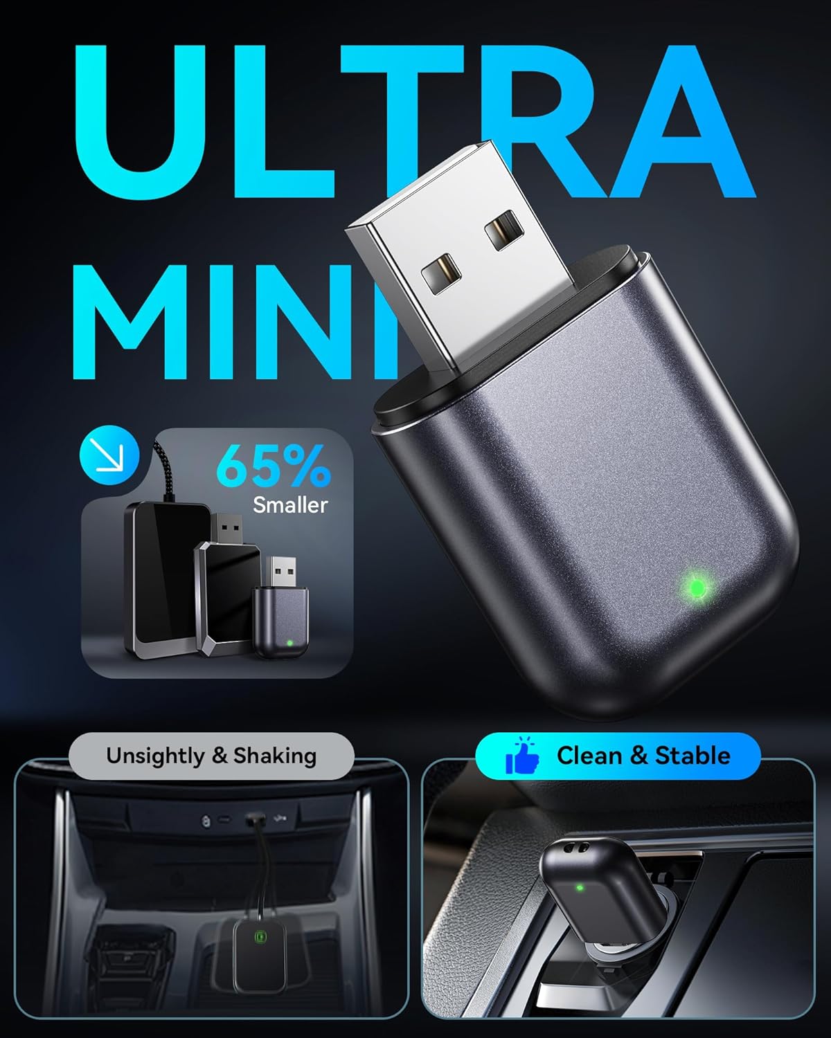 Burnt Sugar 2026 10+ 2016+ Wireless Carplay Adapter for iPhone Upgraded, Ultra-Mini USB Design for Apple Car Play