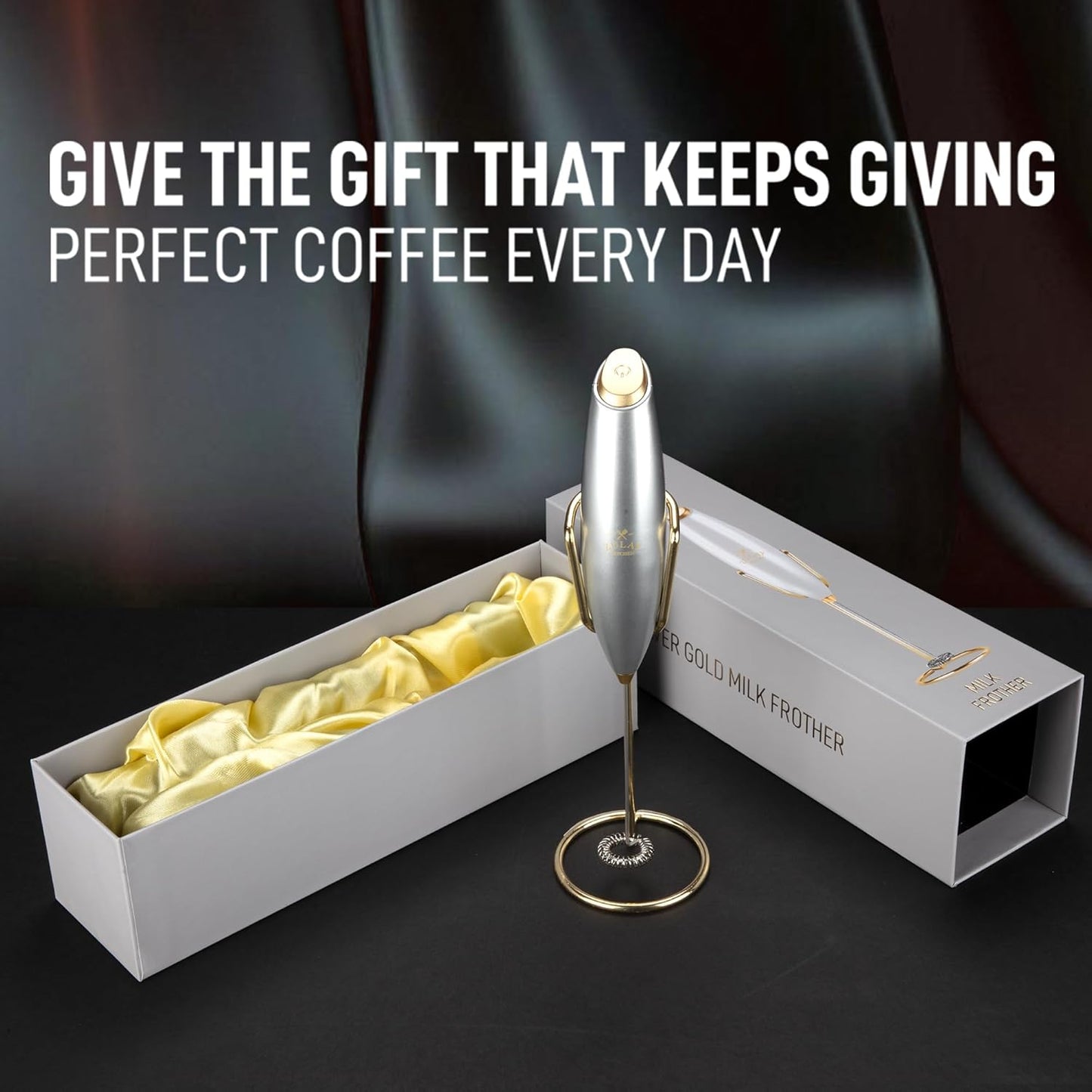 Zulay Kitchen Milk Frother - Luxury Handheld Electric Foam Maker for Coffee & Lattes | Includes 4 Duracell Batteries