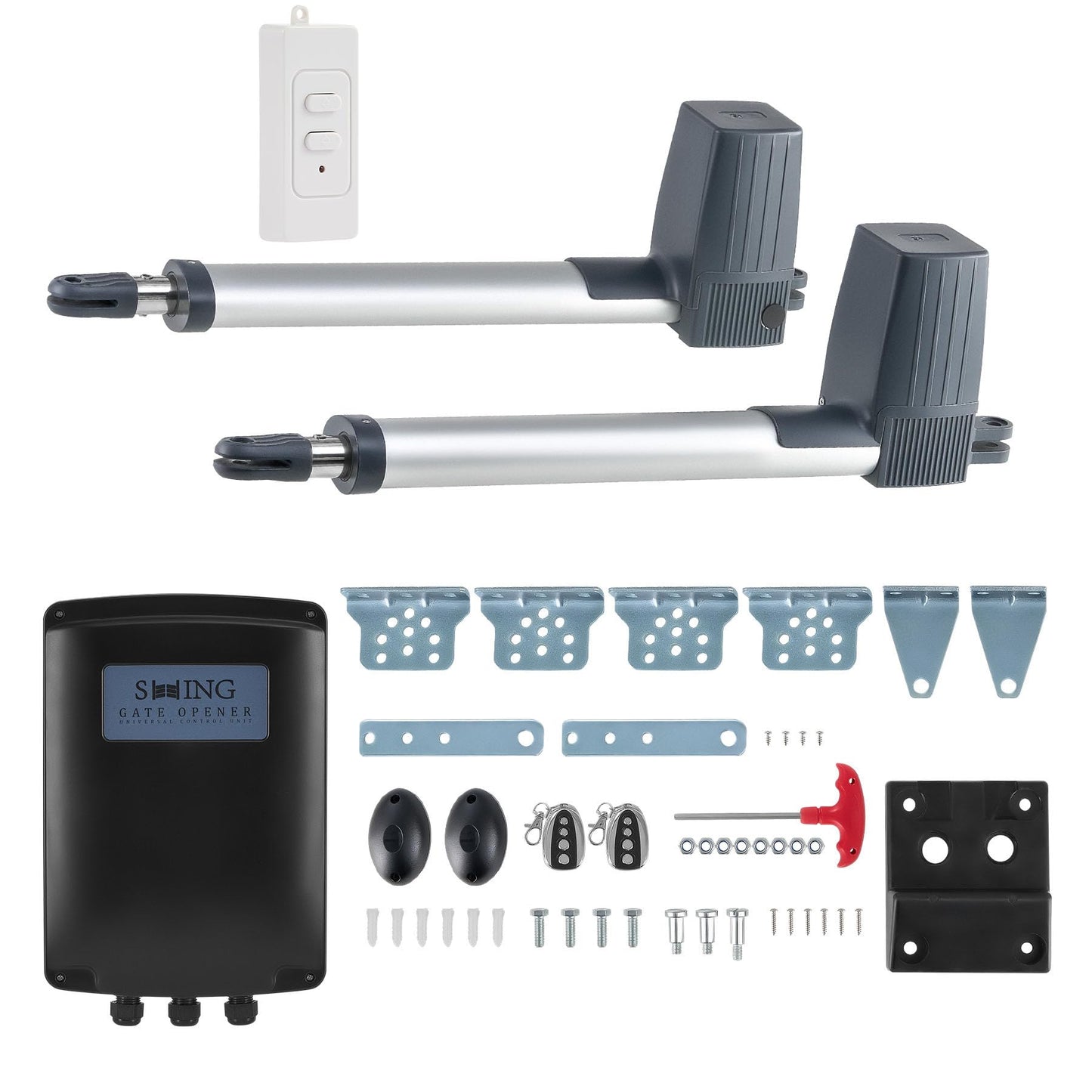 CO-Z Automatic Gate Opener Kit, Dual Swing Gate Openers for Doors up to 1300lb 20ft, Electric Driveway Gate Openers with Indoor Keypad & Remote Complete Kit Infrared Sensors