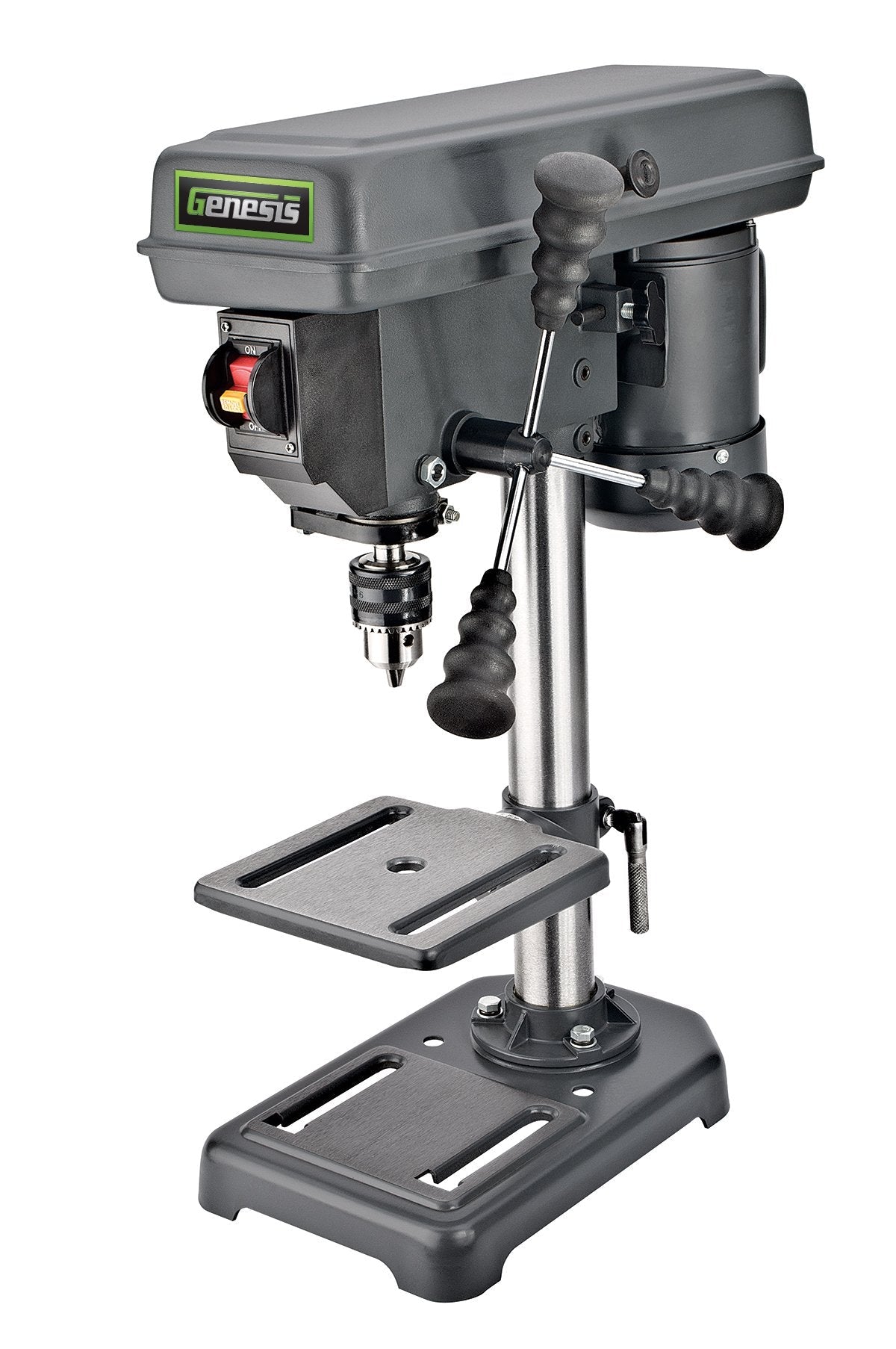 Genesis GDP805P 5-Speed 2.6 Amp 8" Drill Press with 1/2" Chuck, Adjustable Depth Stop, Tilt Table, and Chuck Key