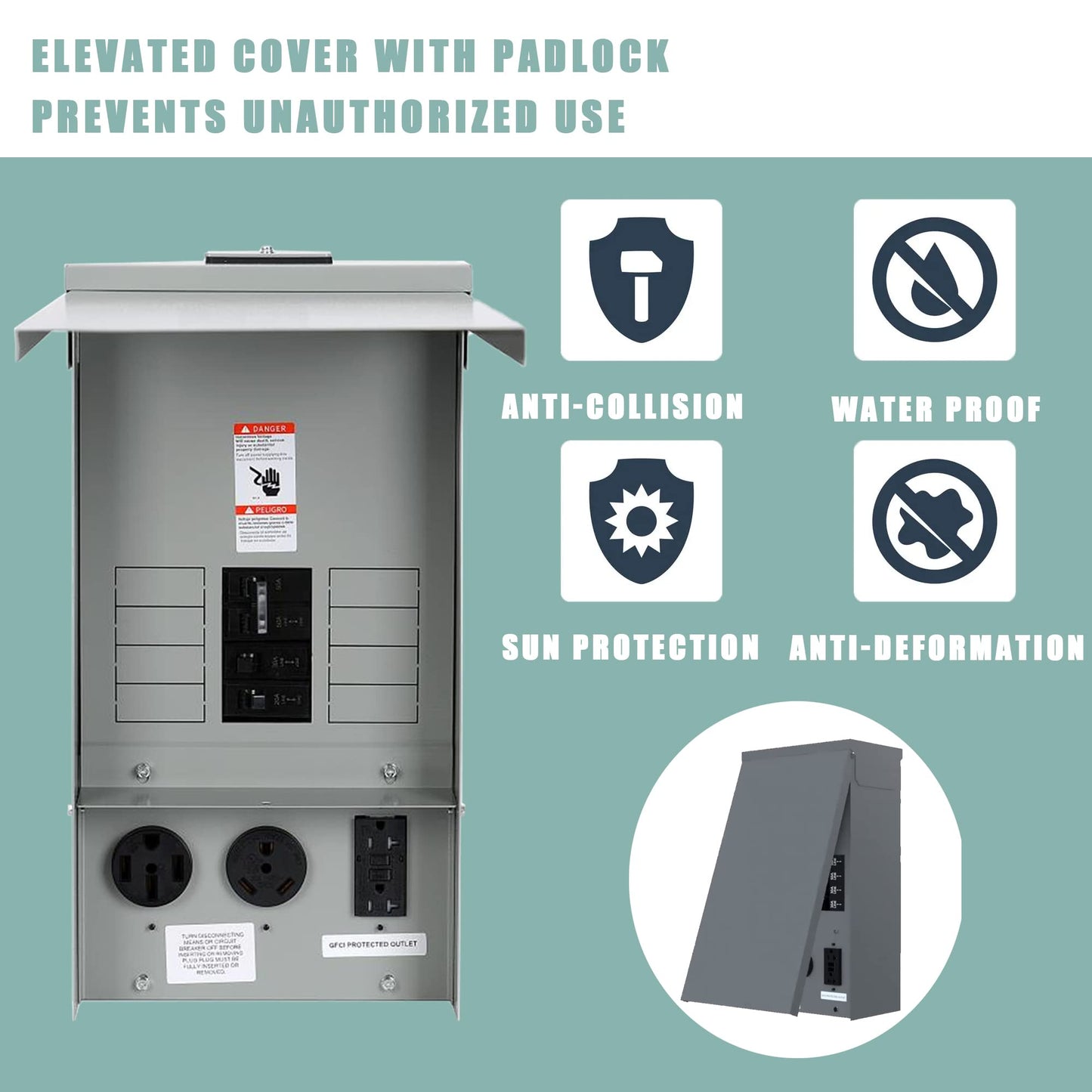Electrical Panel RV Electrical Outlet Panel with Breaker Prewired Circuit 20 30 50 Amp Receptacle Installed Power Outlet Box Weatherproof,UL Listed