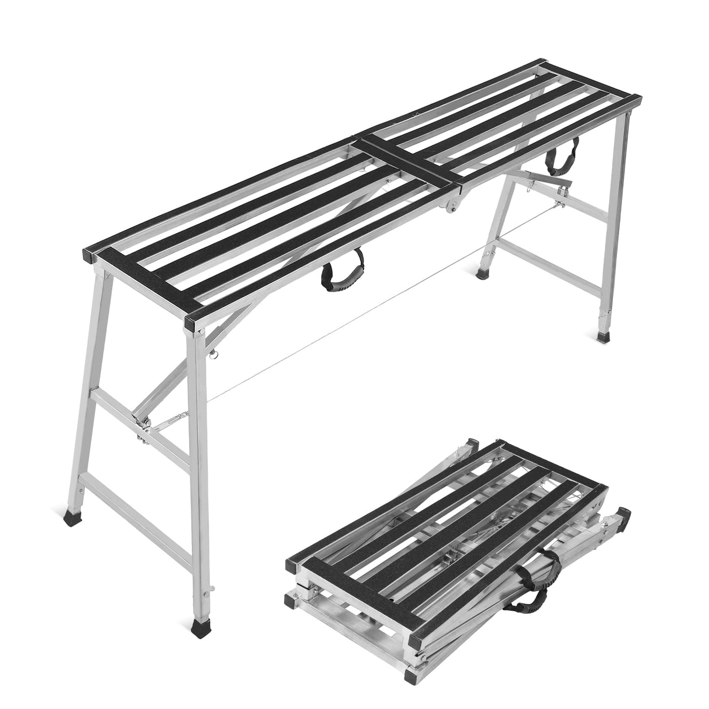 Scaffolding Platform 800LBS Folding Work Platform Height Adjustment 35-55"(H) Portable Steel Step Ladder Stool for Home Improvement, Drywall Painting, Maintenance at Height