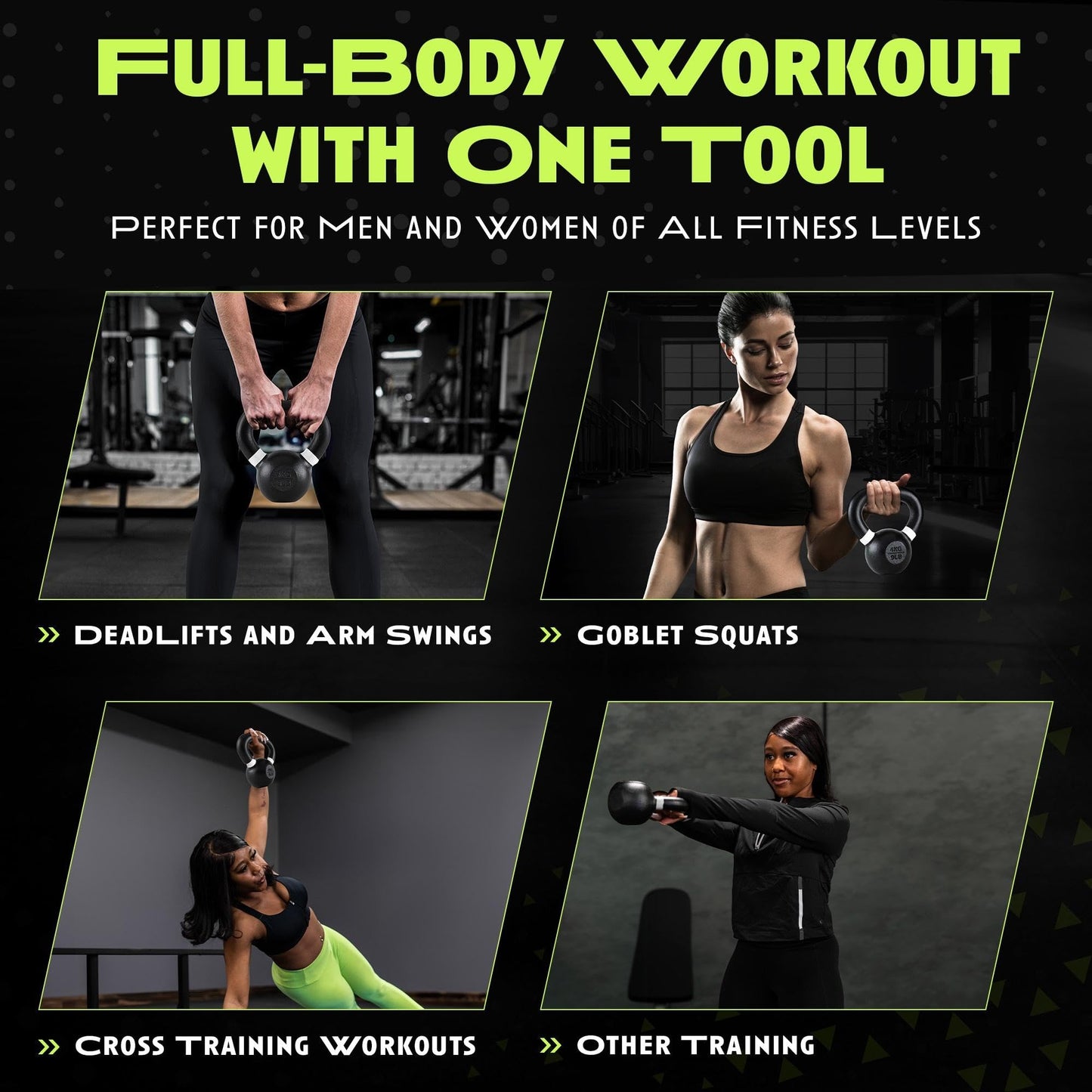 Rage Fitness 4 kg/8.8 lbs Kettlebells, Single-cast Iron, No-welded Joints, Wide Handle, Strength Training Kettlebells, Cast Iron Kettlebell Set, Powder Coated Kettlebell Weights For Maximum Durability, Men & Women