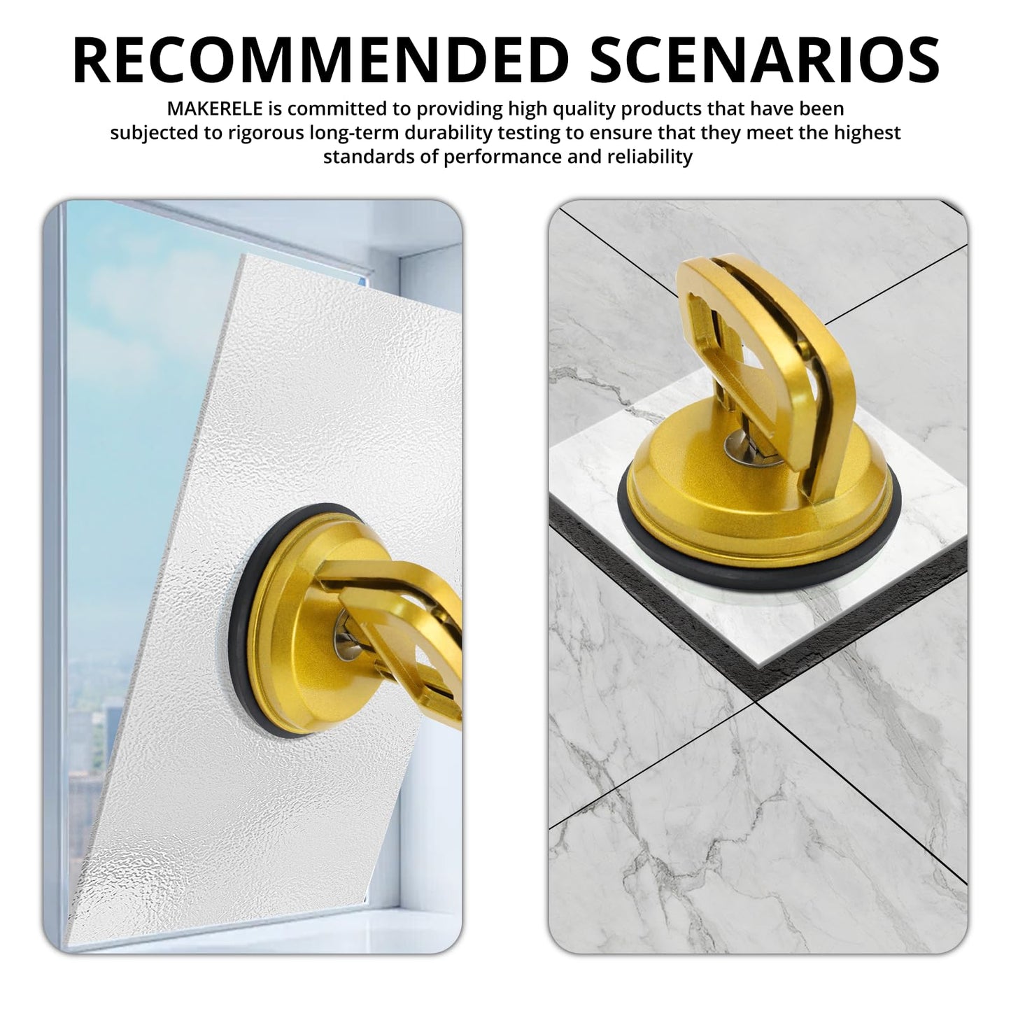 MAKERELE Thickened Aluminum Alloy Vacuum Suction Cup Heavy Duty Glass Lifter Suction Cups for Glass &Granite&Tiles&Mirror Lifting
