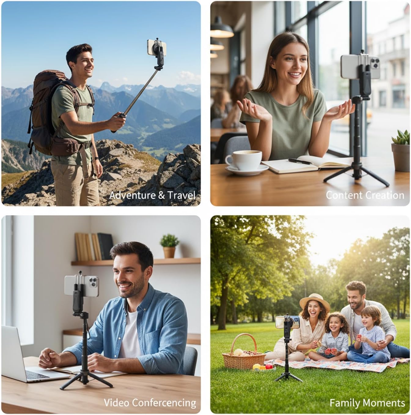 AntoFlash for Magnetic Tripod Stand for iPhone Pocket-Size Selfie Stick Mag-Safe Tripod Phone Holder with Wireless