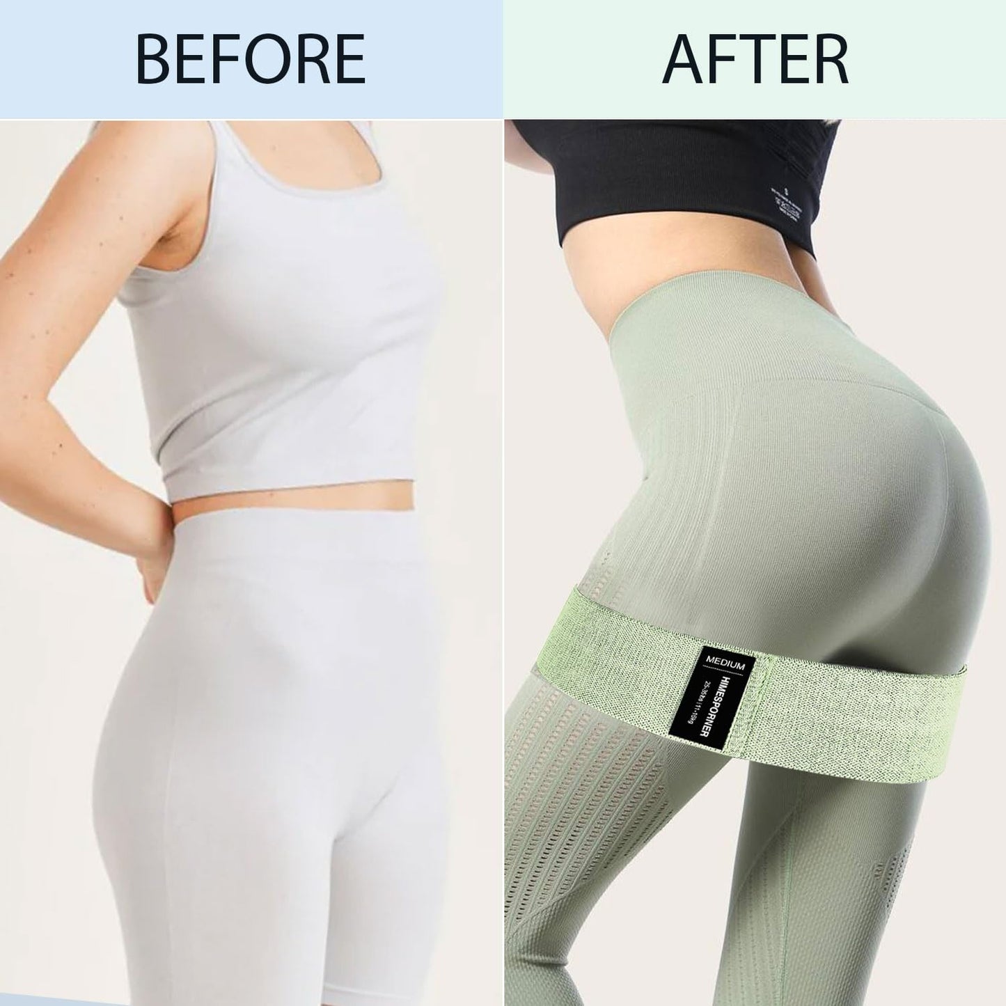 HIMESPORNER 9 PCS Fabric Resistance Bands Set for Working Out, Non-Slip Exercise Booty Bands for Women & Men Leg and Glutes with Hair Ties and Tape Measure - for Home Gym Workout, Yoga, Pilates