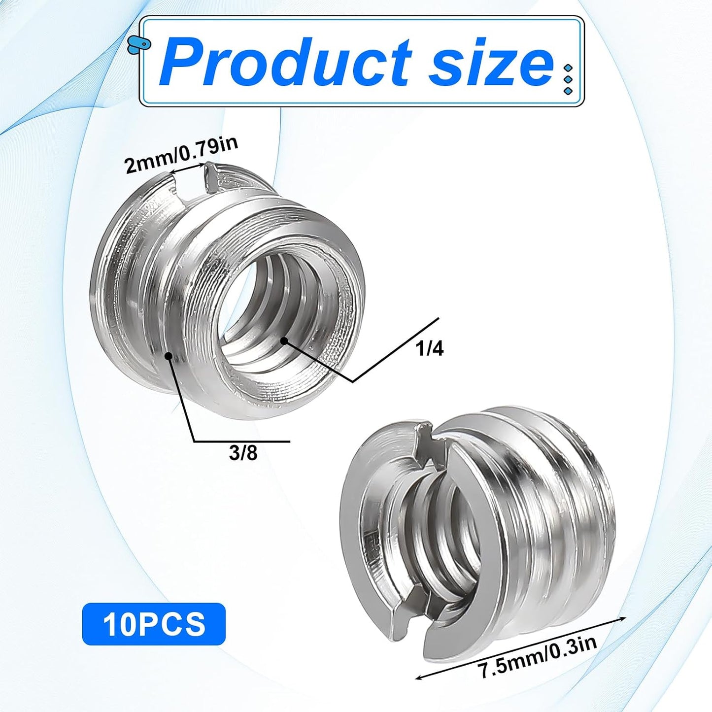 Styquenzer 1/4"-20 3/8"-16 10PCS Standard Female to Male Tripod Adapter Reducer Bushing Converter for DSLR Camera