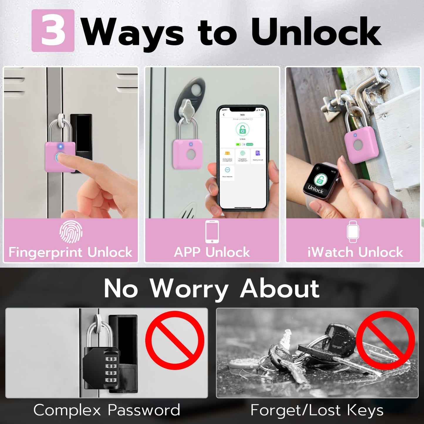Fingerprint Padlock,Smart Padlock with APP Unlock,Fingerprint Locker Lock,USB Rechargeable for Gym Locker,Locker, School,Storage, Luggage
