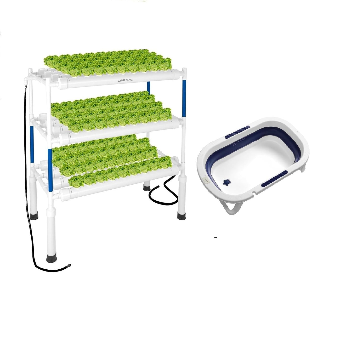 LAPOND Upgraded Hydroponics Growing System Kit with 9 Gal(35L) Collapsible Water Basin