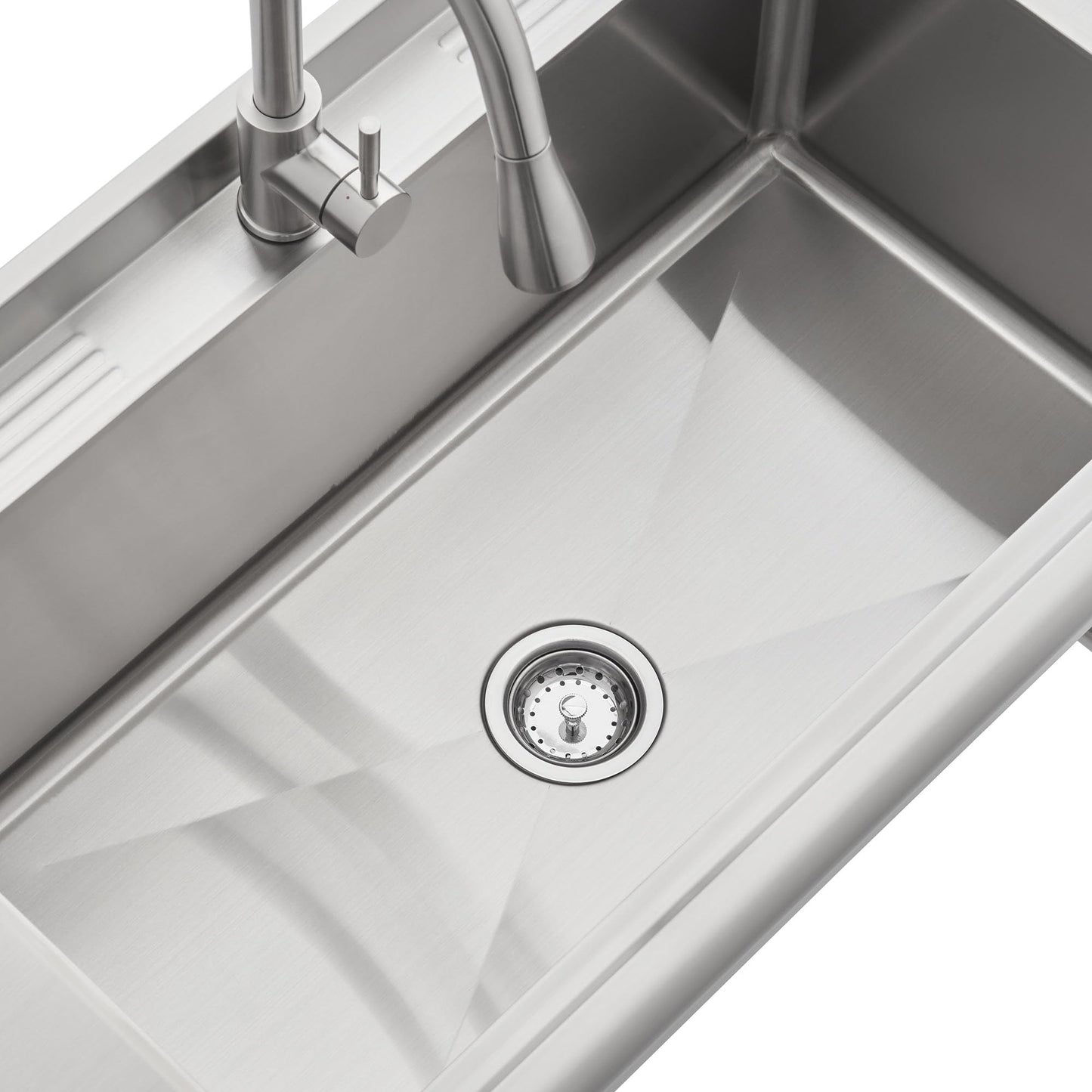 NEAT by TRINITY EcoStorage Stainless Steel Utility Sink, Oversized Freestanding Single Bowl Utility Sink, Pull-Out Faucet, Garage, Laundry Room, Business, NSF Certified, 40"W x 22"D x 50"H (NHA-0319)