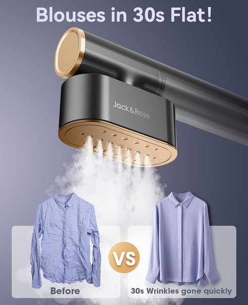 Jack & Rose Travel Steamer - 2-in-1 Portable Iron & Steamer | Fast 15s Heat-Up, Global Use, Compact Size