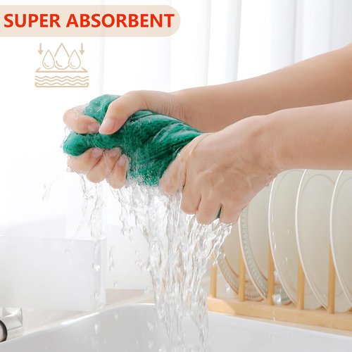 Homaxy 100% Cotton Dish Cloths - Ultra Soft & Absorbent Quick-Drying Towels | 12x12 Inches, 8-Pack, Dark Green