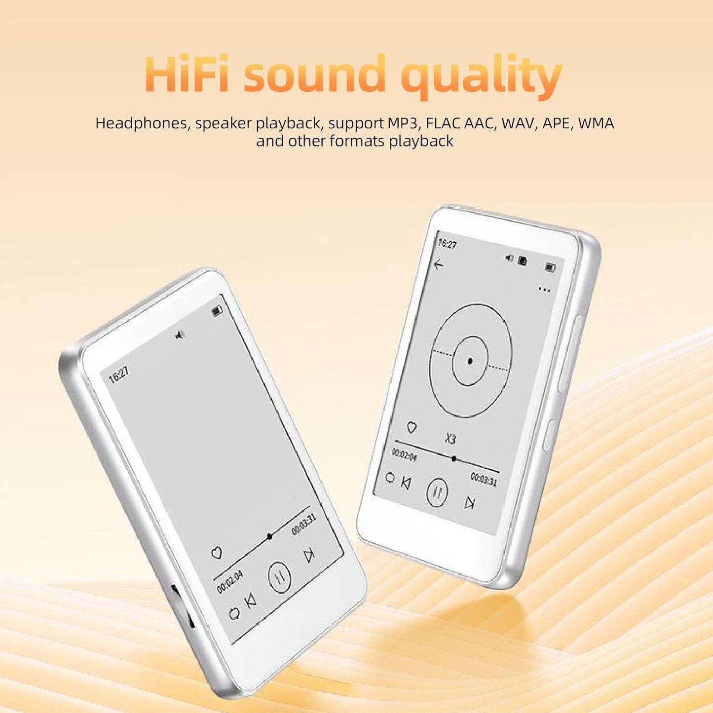 VBESTLIFE 2.7in 2 1 MP3 5.0 Ink Screen eBook Reader, in E Book Reader Player, HiFi Sound Bluetooth Music Player, Type C