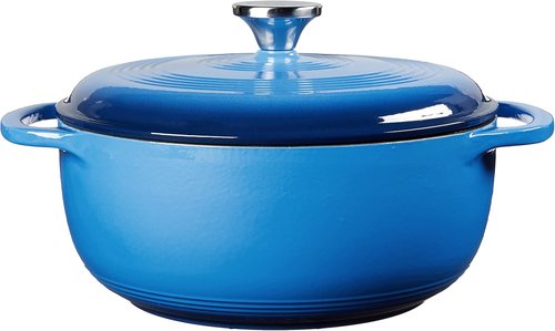 Lodge Enameled Cast Iron Dutch Oven - 4.5 Quart with Lid & Dual Handles - Oven Safe to 500°F | Caribbean Blue