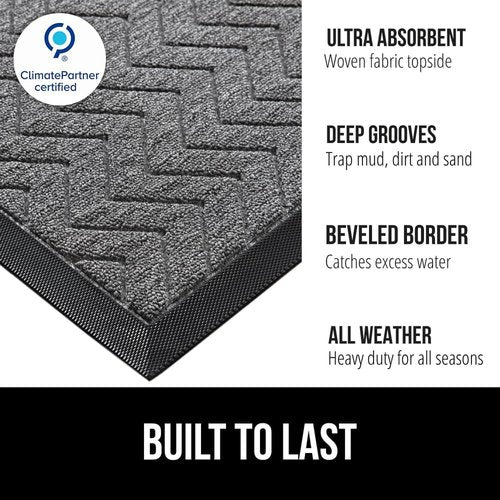 GORILLA GRIP Waterproof All-Season WeatherMAX Doormat - 34x58 Natural Rubber, Stain & Fade Resistant, Easy Clean
