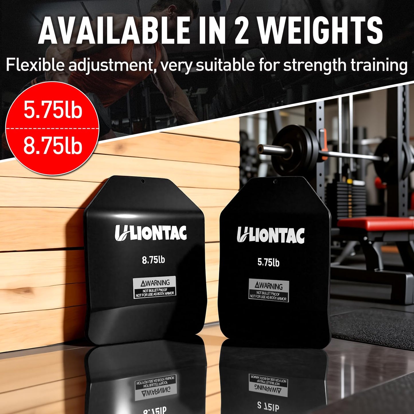 ULIONTAC Curved Weight Vest Plates - Pair of 5.75lb Hexagon Tactical Vest Plates for Weight Vest, Fixed Weight Plates for Training, Home Gym Workout 12x10 inch (5.75lb, Black)