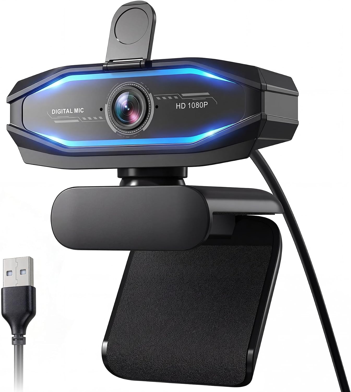 SweetLink 1080P Streaming Camera Webcam with Microphone and RGB Light,USB Computer Camera,Privacy Cover,Plug & Play USB