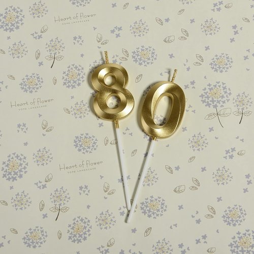 Gold Number 80 Birthday Candles by [Brand Name] - Elegant Cake Topper for 80th Birthday Celebrations