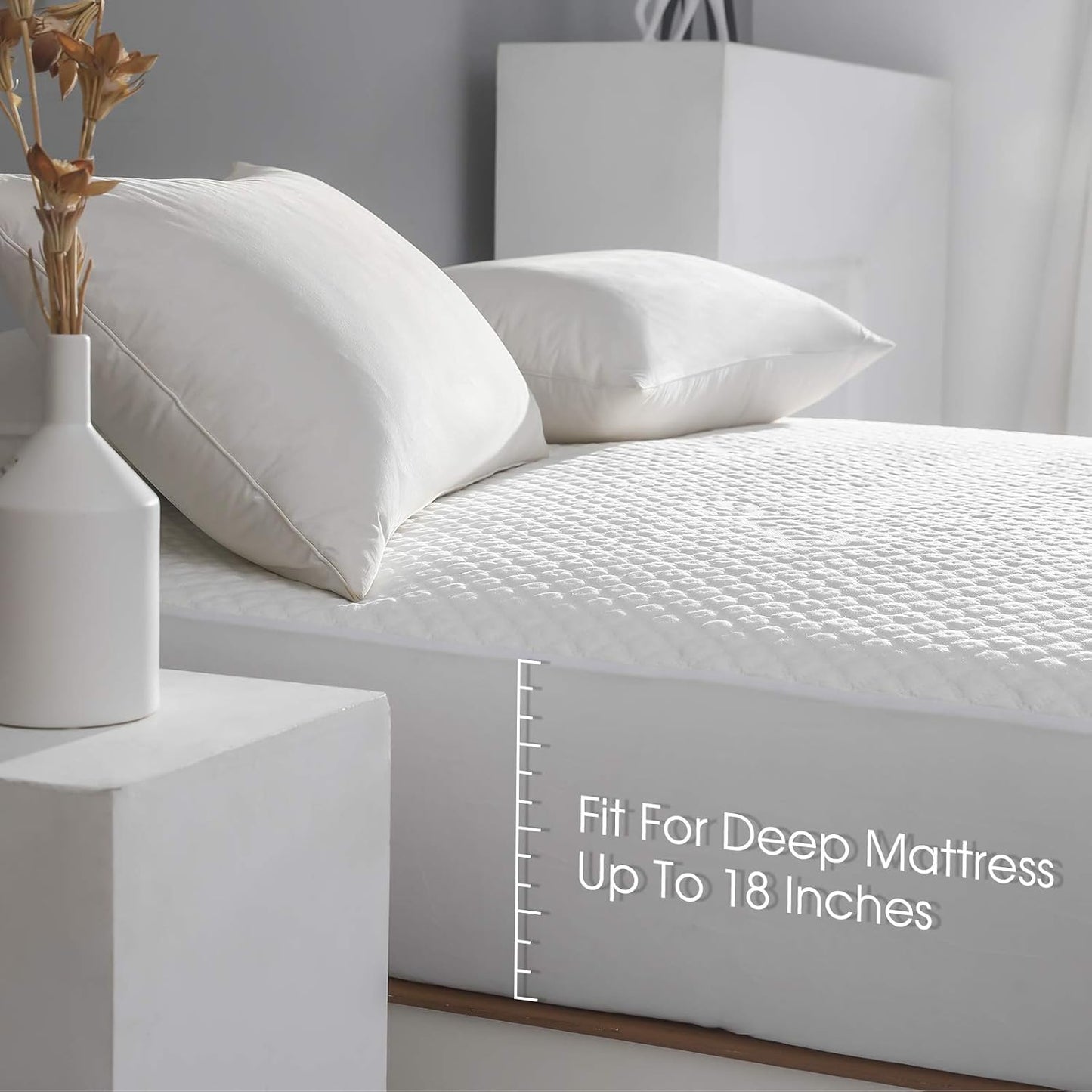 Skiennix King Size Waterproof Mattress Protector - Deep Pocket Fitted Cover for Mattresses Up to 18''
