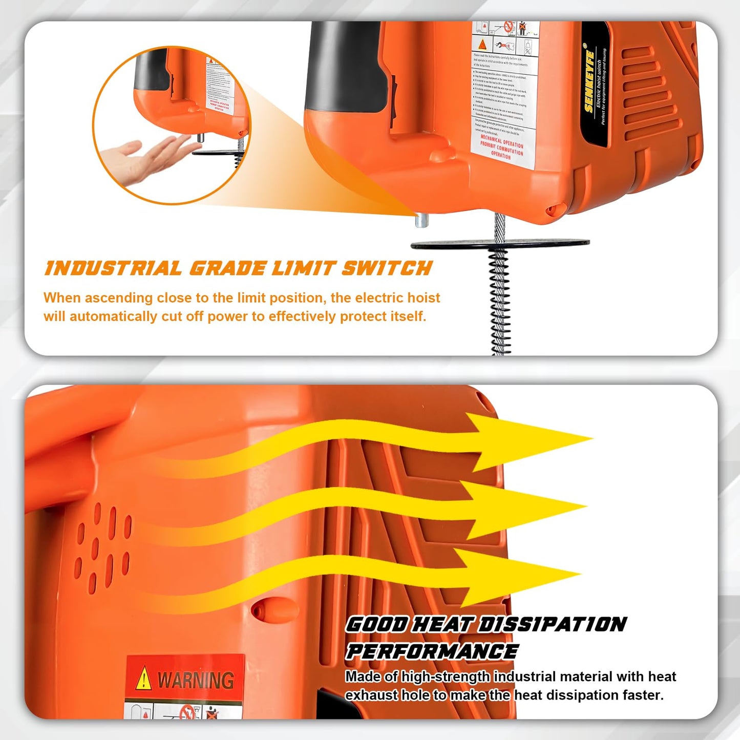 SENKEYFE Power Electric Portable Hoist Winch 1500LBS, 3 in 1 Electric Cable Hoist 110V 25 FT with Lifting Strap, Electric Hoist Lift Ceiling Winch for Lifting Towing