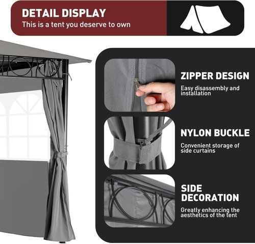 Gazebo | Gazebo Canopy with UV Protection for Outdoor Events - 10'x10', Grey