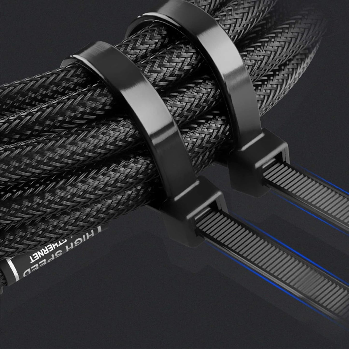 100Pcs 8 Inch 40lbs Heavy Duty Industrial Zip Toes Tensile Strength Releasable Black Tie Wraps Reusable Zip Toes Tie