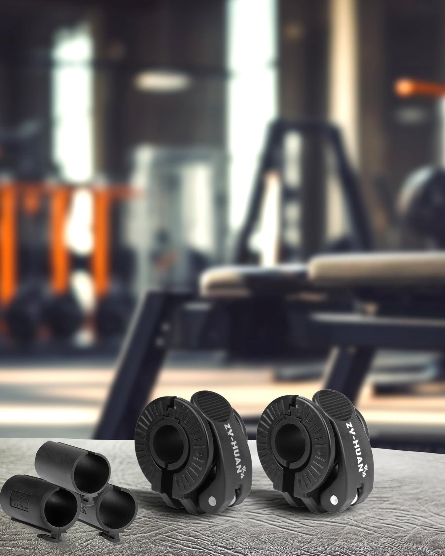 ZY-HUAN Pro Barbell Clips 1 inch Barbell Clamps 0.9-1.18inch Quick Release Weight Clips for Bars Multi-Size Adjustable Olympic Barbell Clamps (Black)