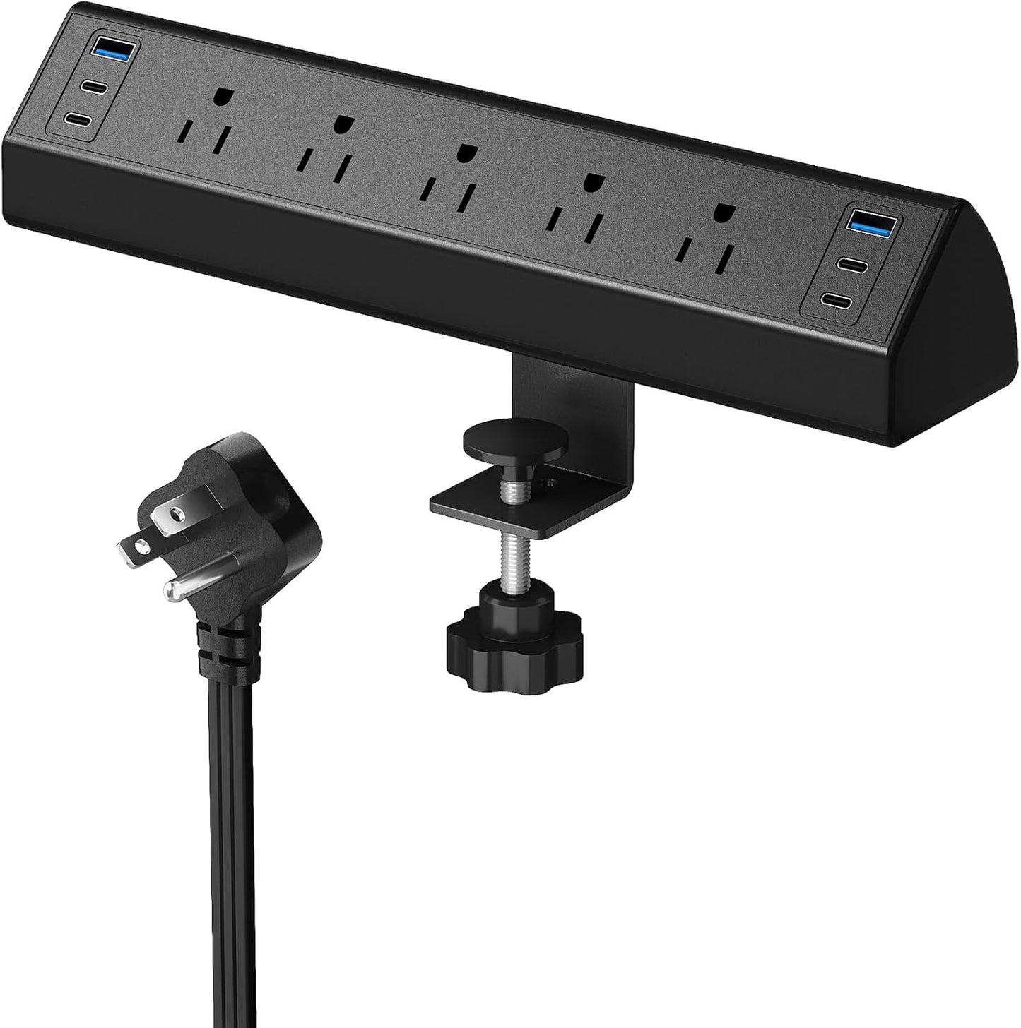 SURAIELEC 5 40W 4 20W 2 900J 1.97 45 6 Desk Clamp Power Strip with Outlets, Total Fast Charging Station, PD USB-C