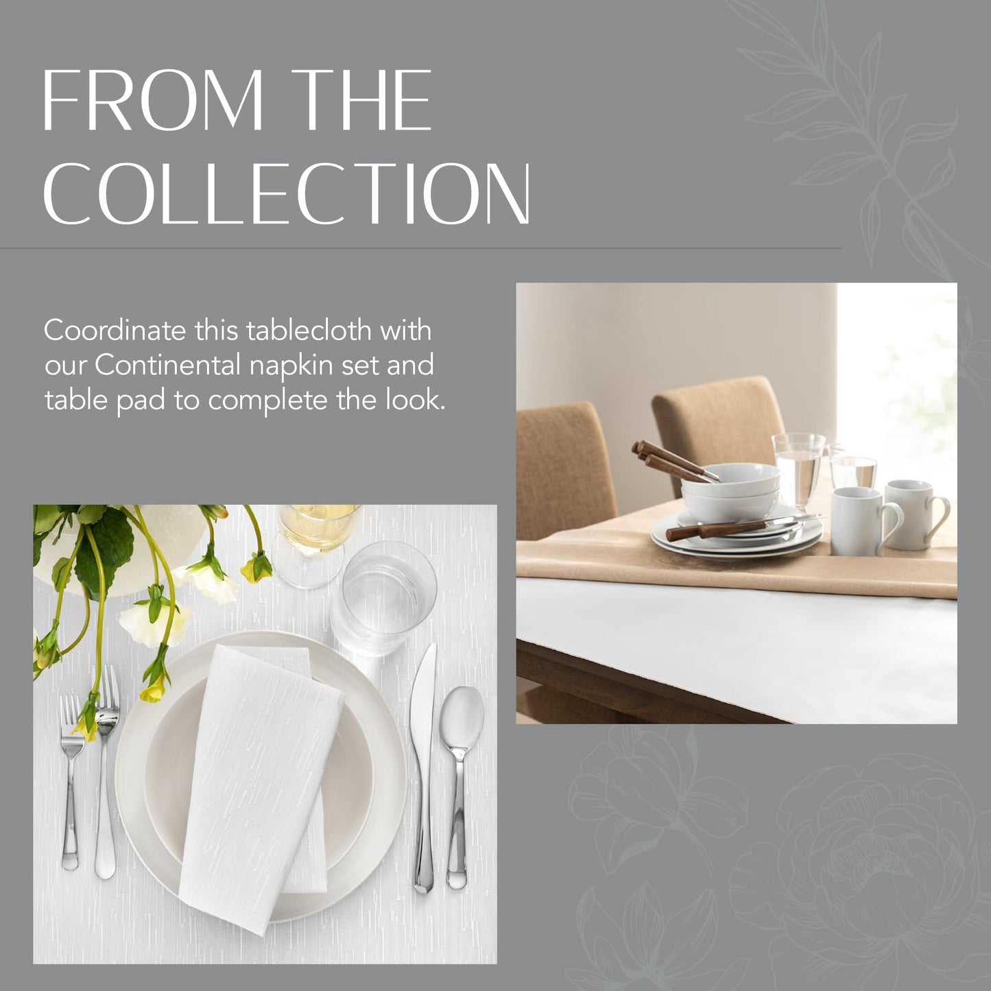 Elrene Home Fashions Continental Solid Texture Water, Stain & Wrinkle Resistant Tablecloth, 90" Round, White