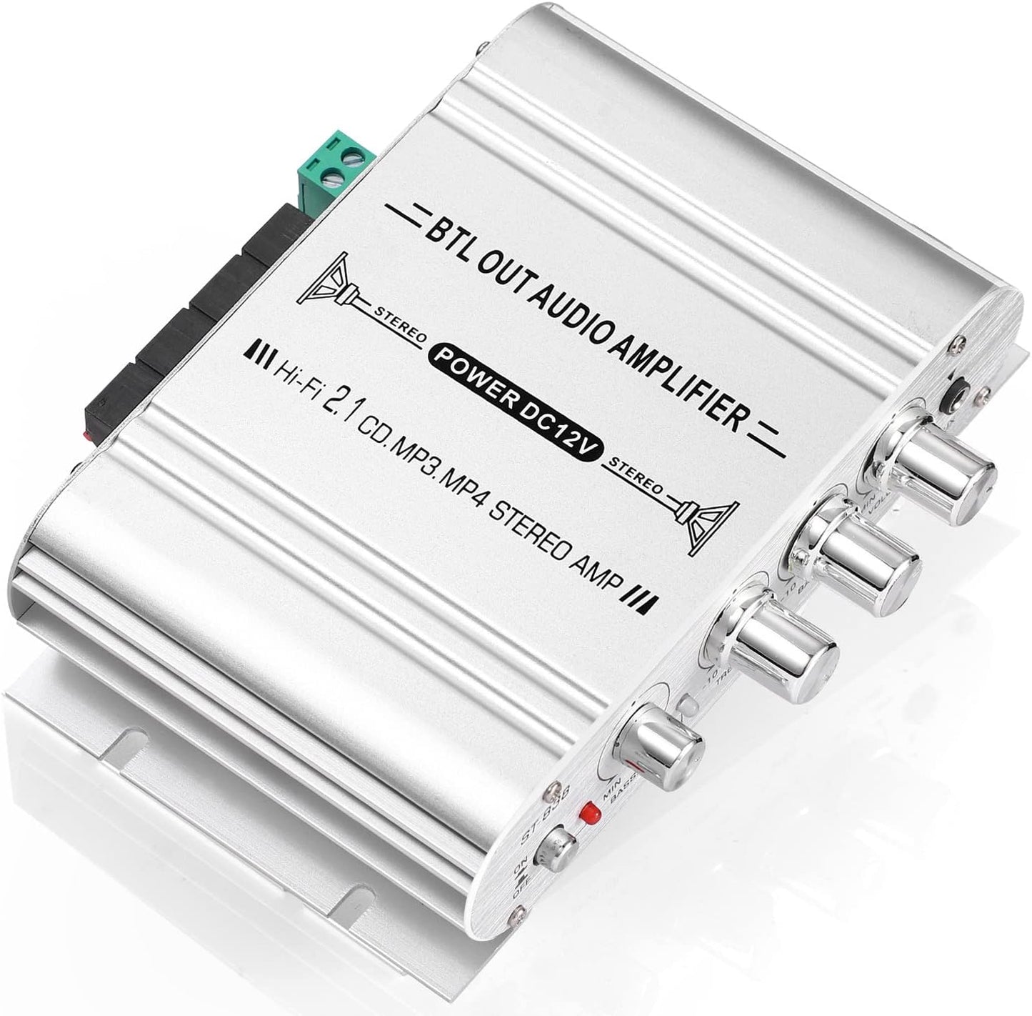 Facmogu ST-838 2.1CH 20Wx2+40W 80W DC12V Audio Power Amplifier, RMS Class D Stereo Digital Audio Amp with Subwoofer