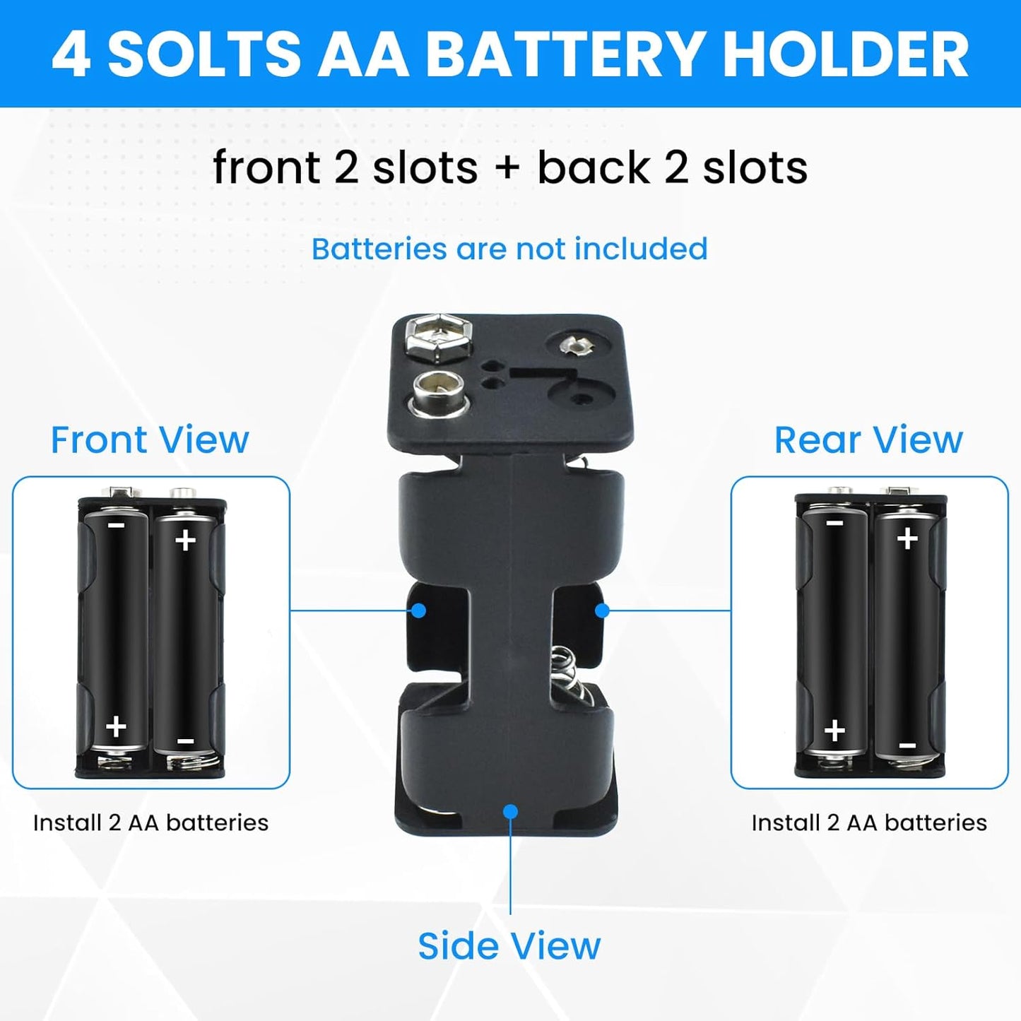 SDTC Tech 2-Set 4X 1.5V 6 AA Battery Holder and I Type Snap Connector Kit Volt Thicken Plastic Battery Case Box