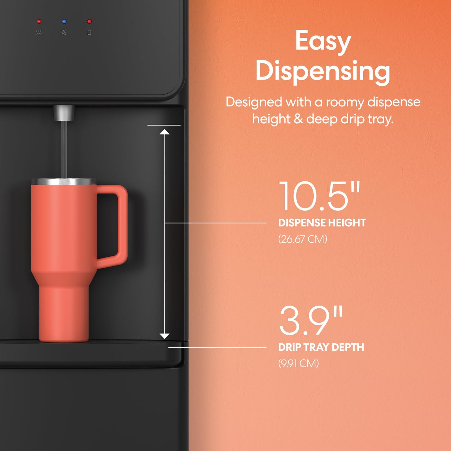 Brio 130 Series Bottom Load Water Cooler Dispenser for 5 Gallon Bottles, Hot, Room & Cold, Great for Home or Office, Child Safety Lock, Empty Bottle Alert, Energy Star 3.0, Black