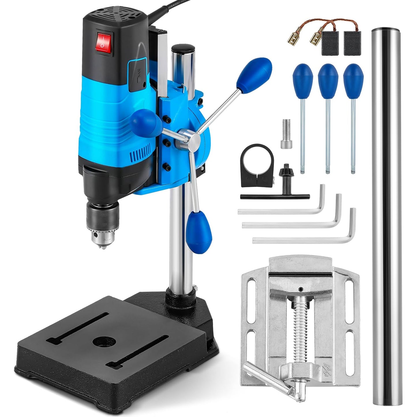 Bonvoisin Mini Benchtop Drill Press, 6 Variable Speed Drilling Machine for Craft and Home Improvement, 1200W Electric Drill Press 2800RPM Max Speed