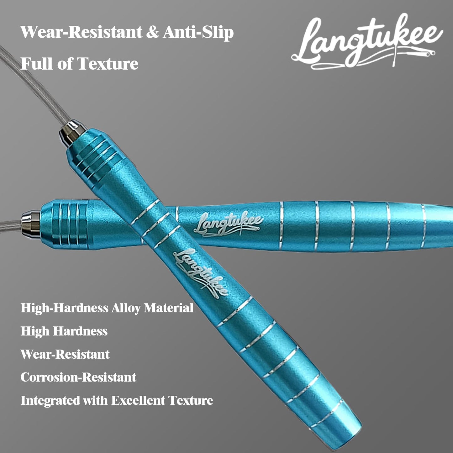 LANGETUKEE Speed Jump Rope - Professional Aluminum Alloy Skipping Rope with 360° Bearings - Adjustable 4mm Steel Cable for Double Unders, Boxing, MMA, HIIT & Cardio Training - Anti-Slip Grip