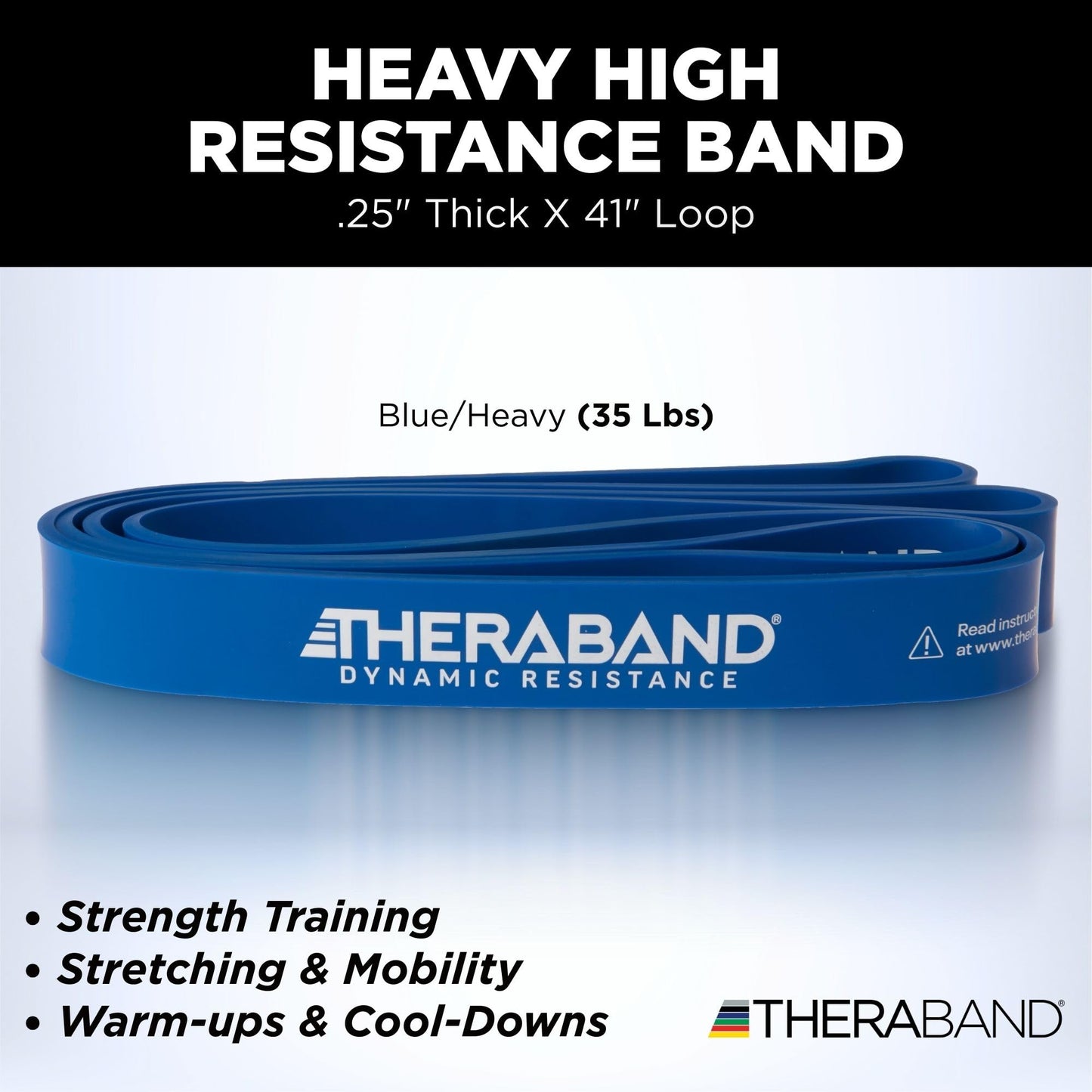 THERABAND High Resistance Band, Heavy Elastic Super Band for Full Body Workouts, Physical Therapy, Strength Training, Durable 41” Loop Exercise Band, 35 lbs Resistance
