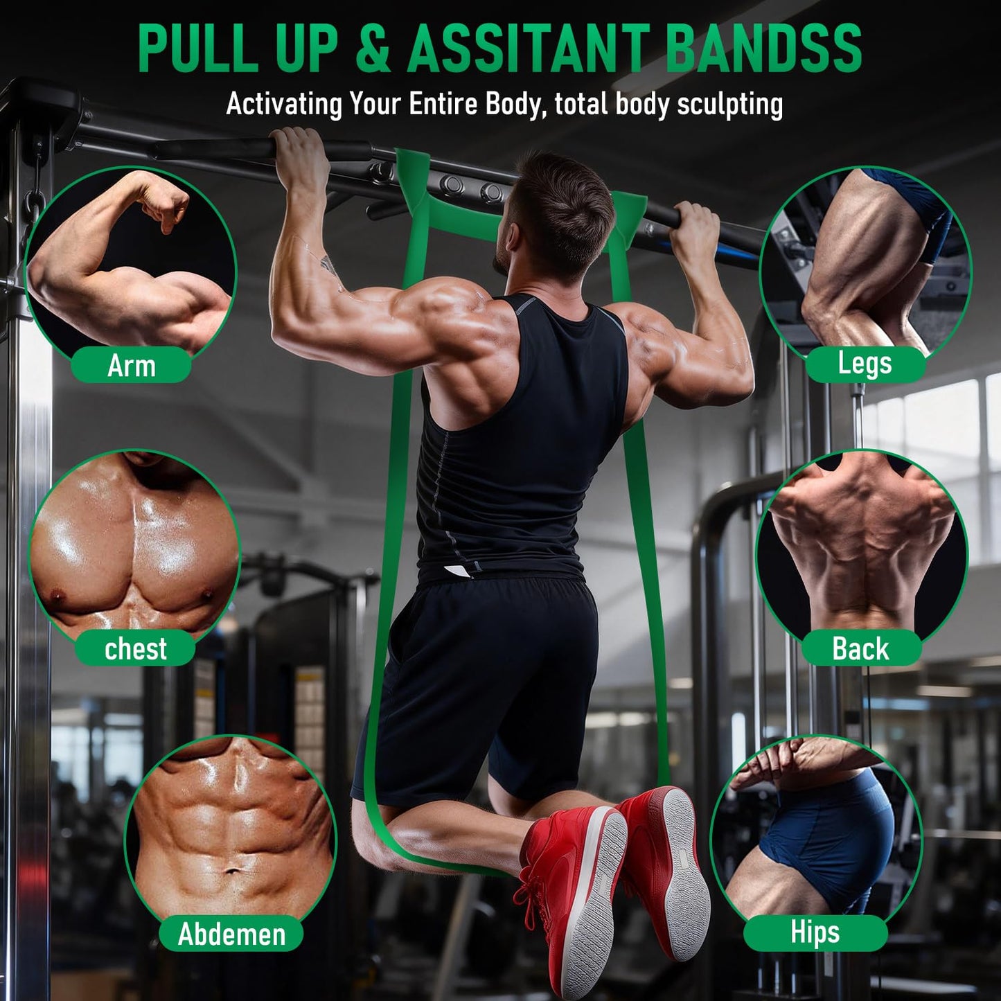 Resistance Bands for Working Out, Pull Up Assistance Bands Set, Exercise Workout Bands for Full-Body Training, Fitness, Physical Therapy, Home Gym for Women & Men (5-125lbs)