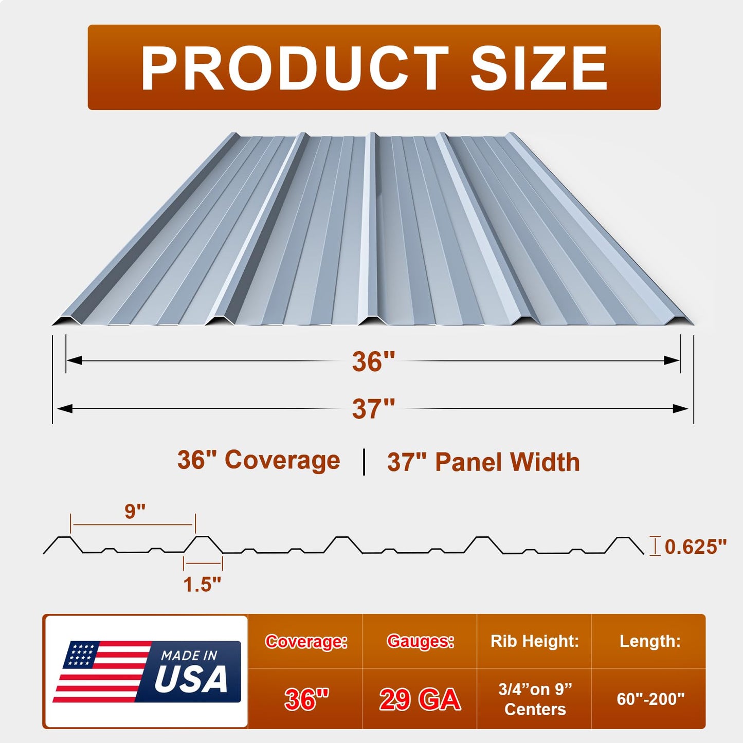 16 Pack Large Metal Roofing Panels, 60" x 36" Each, 240 Sq. Ft. Coverage, Corrugated Galvanized Roofing Panels for Residential Commercial Roofing, Fencing, Wall Siding (Silver)