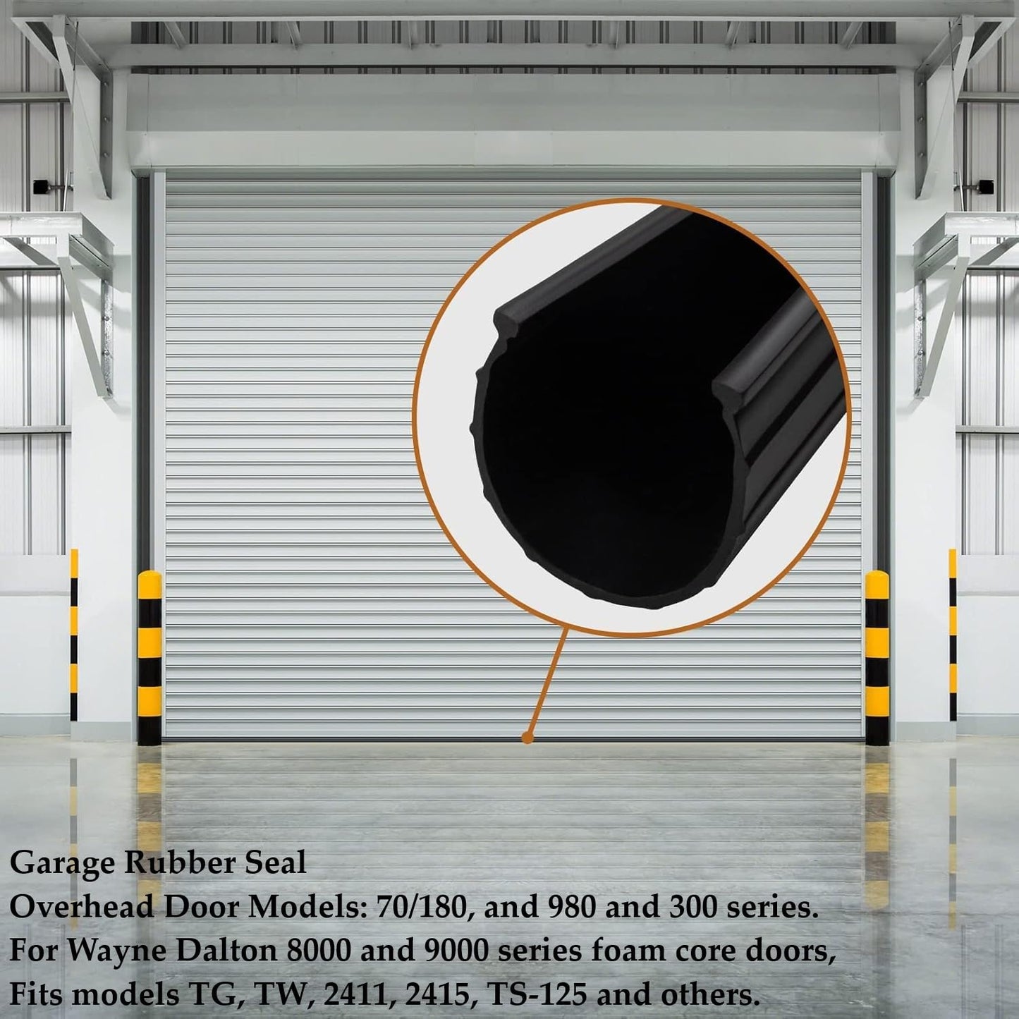 AOMUCH Garage Door Weather Stripping Bottom Rubber Seal Replacement for Wayne Dalton Garage Door Bottom Seal 154448 Fit 8000 & 9000 Series Foam Core 16 Feet Wide Doors (16 Feet)