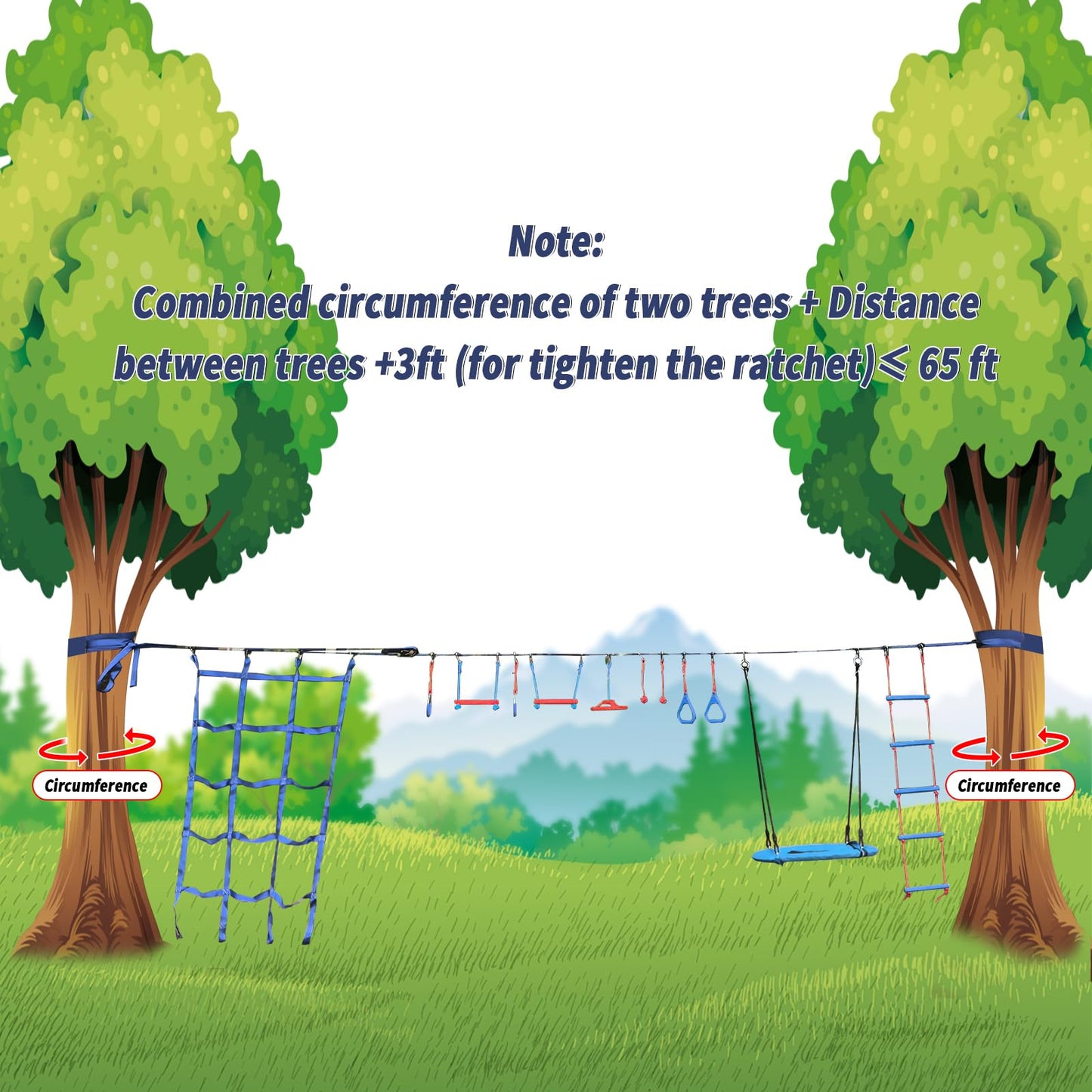 Wavmor 65 FT Ninja Warrior Obstacle Course Swing Set for Kids with 12 Obstacles,Outdoor Playset with Monkey Bars for Backyard