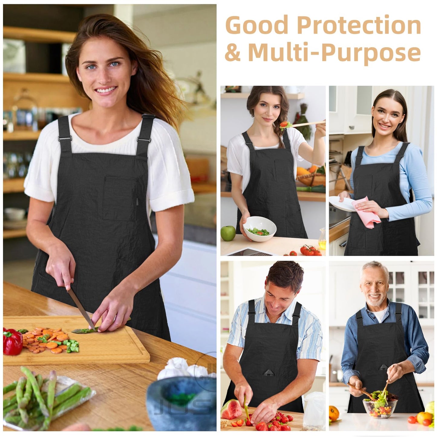 XJSLDYN Aprons for Women with Pockets Adjustable Double-Sided Wearable Durable Lightweight Chef Cooking Kitchen Restaurant Aprons for Women Men