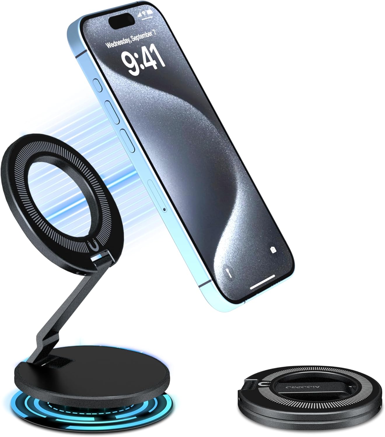 Aioopro [3-sided 4200gf 300 Upgraded Car Phone Holder for Magsafe Strongest Magnetic] Folding Phone Stand for Desk