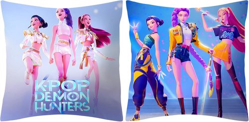 Demon Hunters Pillow Covers - 18" x 18" Kpop Group Themed | Soft Decorative Cases with 2 Unique Designs